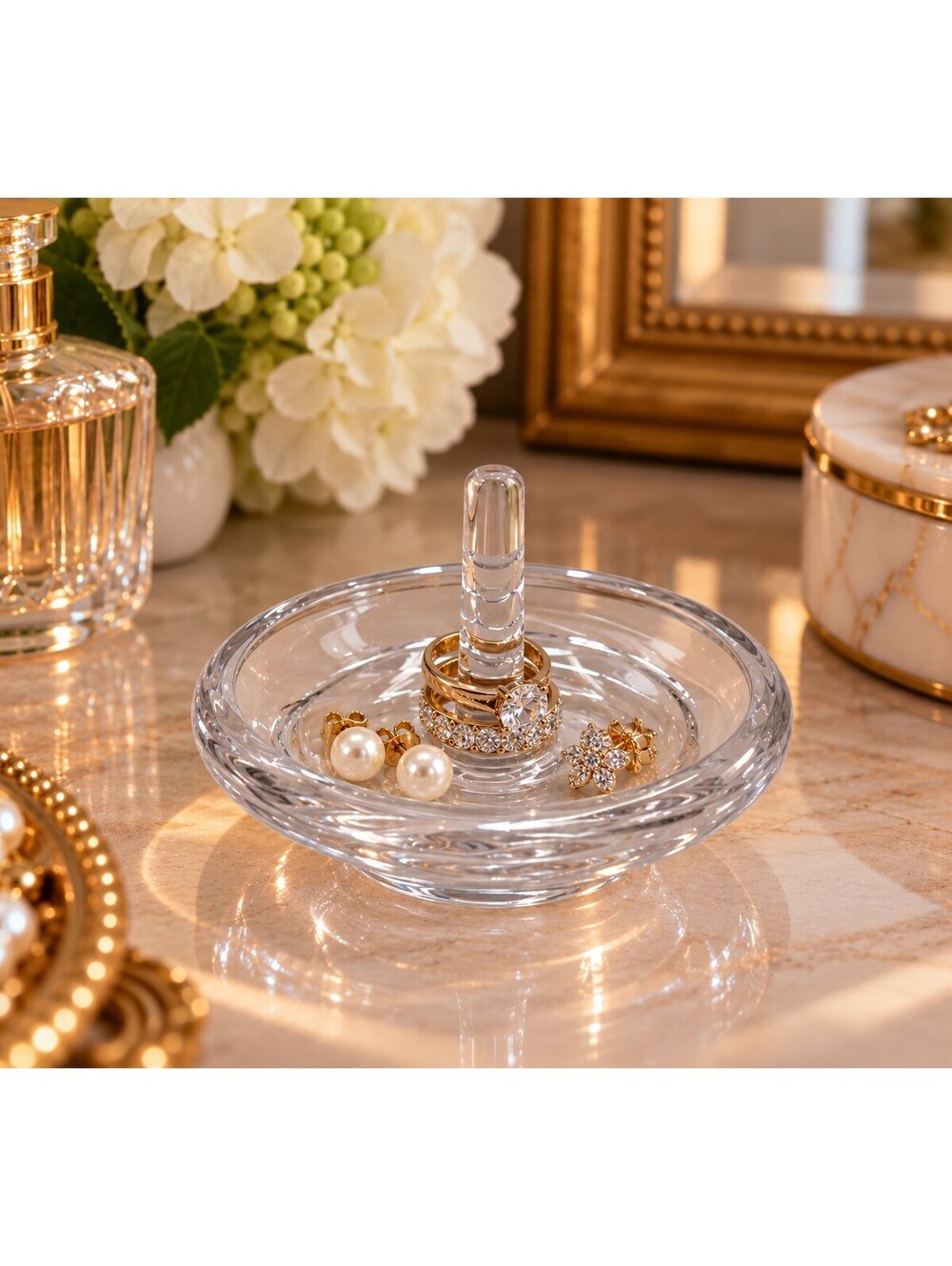 Lenox Adorn Crystal Ring Holder Jewelry Dish Clear Crystal 2"